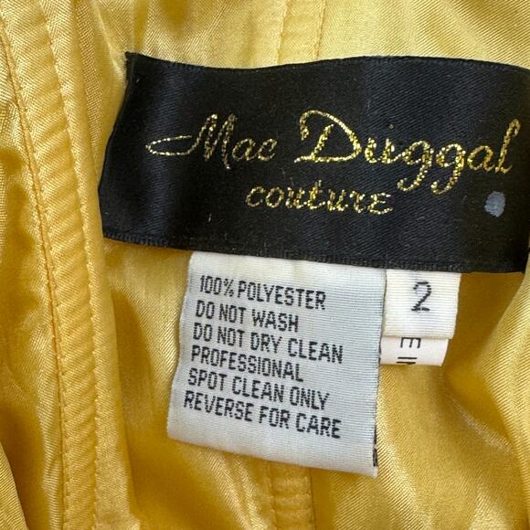 Mac Duggal Couture Metallic Gold Lame Abstract Animal Print Evening Gown Size 2 - Picture 11 of 12